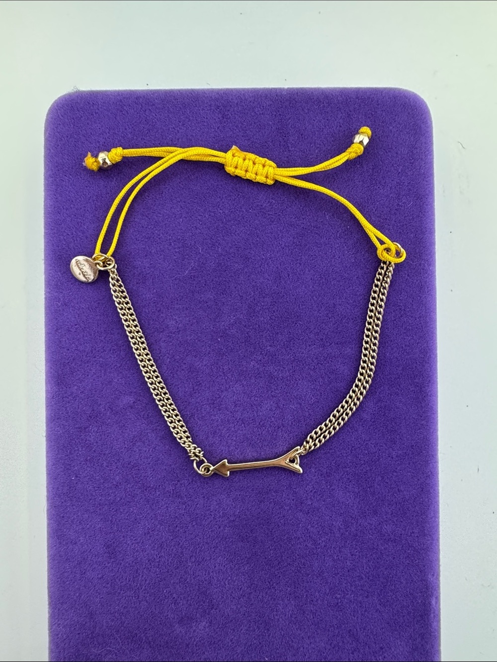💛 Stella & Dot Gold Wishing Arrow Yellow Chord Adjustable Bracelet